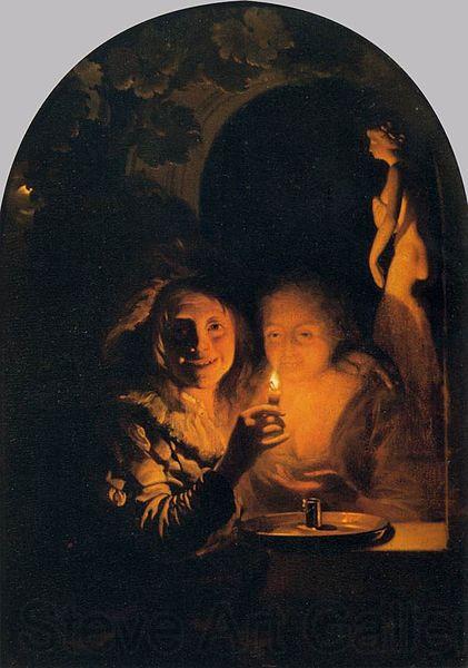Godfried Schalcken Lovers Lit by a Candle Norge oil painting art